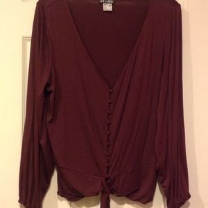 VENUS burgundy buttoned down blouse.